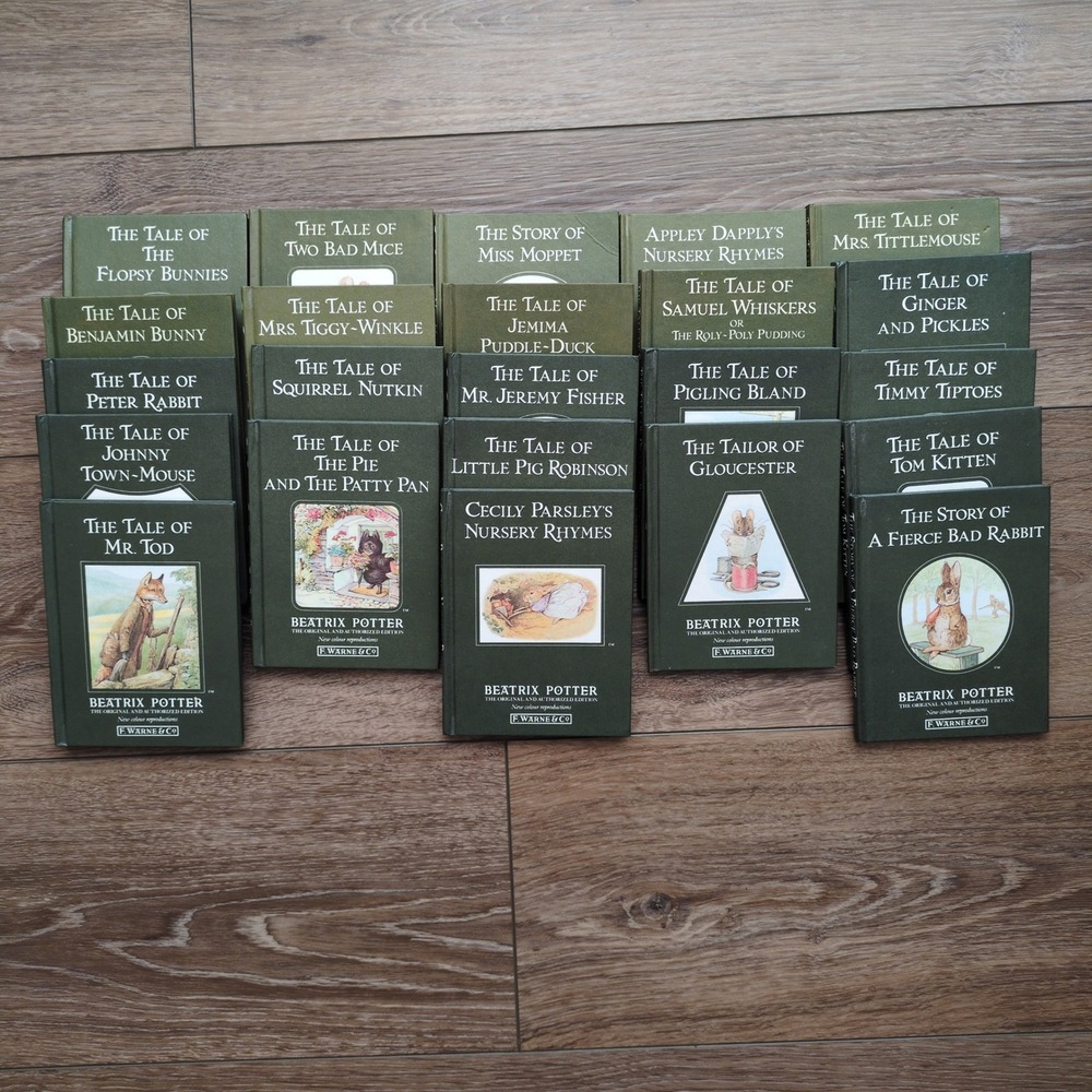 Vtg Beatrix Potter Hardcover 23 Book Set Green Hardcover Peter Rabbit F Warne Co